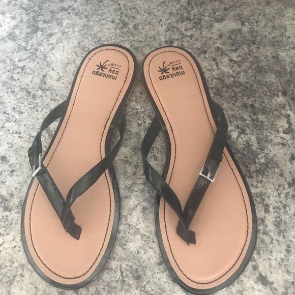 Montego Bay Club Shoes - NWOT black flip flops!